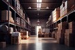 © andrenascimento - Extra - large warehouse with boxes, logistics and merchandise storage solutions. Generative AI