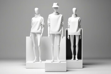 Poster - Three Mannequins Are Standing On A Pedestal Workshop Fashion Photography Fashion 