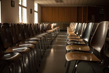 Poster - Lecture chairs in a class room. Generative AI