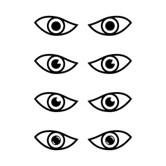 Wall Mural - Woman eyes collection in different emotions. Black and white easy editable vector illustration.