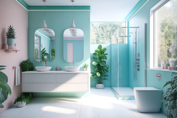 modern bathroom pastel color	