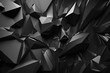 Faceted dark black background with triangles and artistic faceted 3D elements. Dark Background with faceted 3d elements. Ai generated