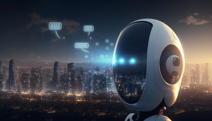 Poster - Digital world of tomorrow illustration, showcasing the latest in cybernetic organisms, artificial intelligence, and smart machines. Generative AI