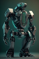 Poster - A Robot That Is Standing Up With Its Arms Spread Junkyard Animation Robotics Engineering  Generative AI 