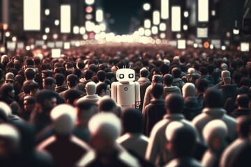 Poster - a crowd of people standing in the middle of a street factory assemblage artificial intelligence gene