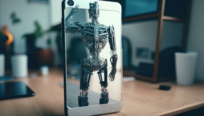 Poster - A Cell Phone Case With A Robot On It Workshop Product Photography Artificial Intelligence  Generative AI 