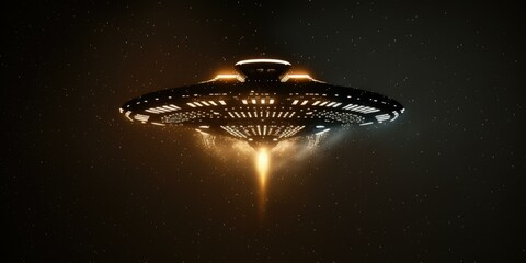Fototapete - A Spaceship Flying Through The Air With A Lot Of Stars Military Base Animation Motion Graphics  Generative AI 
