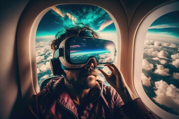 Poster - A Man Wearing A Pair Of Goggles While Flying Airport Stereoscopic Photography Travel Photography 