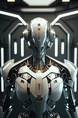 Poster - A Futuristic Robot With A Large Body And A Helmet Factory Animation Artificial Intelligence 