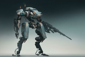 Poster - A Robot With A Gun In Its Hand And A Gun In Its Other Hand Zoo Animation Robotics Engineering  Generative AI 