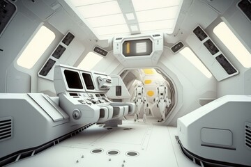 Poster - A Futuristic Space Station With A Few People Inside Deep Sea Trench Animation Robotics Engineering  Generative AI 