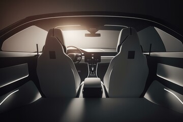 Poster - A Car With Two Seats And A Steering Wheel Car Dealership Advertising Photography Automotive Design  Generative AI 