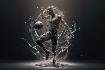 Poster - A Man Is Playing Basketball In A Water - Filled Photo Sports Bar Sports Photography Sports Photography 