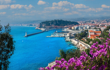 Wall Mural - Aerial view of Nice, the famous luxury place on the French Riviera, Cote d Azur in Europe