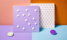  A Purple And White Wall With Polka Dots And A Purple And White Polka Dot On The Left Side Of The Wall And A Purple And White Polka Dot On The Right Side Of The Wall.  Generative Ai