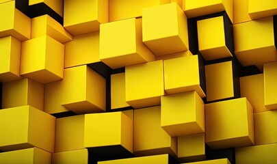 Wall Mural -  a large group of yellow cubes that are stacked up in a wall of yellow cubes that are stacked up in a wall of yellow cubes.  generative ai