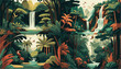  Lush Tropical Jungle with Waterfall 