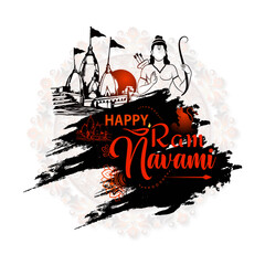 Wall Mural - Shree Ram Navami Indian Hindu Festival Celebration Vector Design