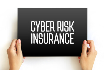 Poster - Cyber Risk Insurance text on card, concept background