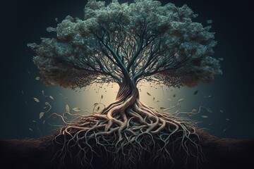 Tree of life with the roots. Generative AI	
