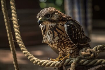 Wall Mural - Rope and chain were used to catch the Thai falcon. Generative AI