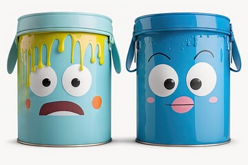 Canvas Print - small baby paint can characters isolated on white background, created with generative ai