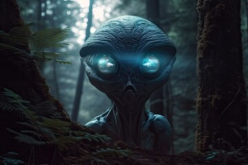 Wall Mural - in the wilderness, an alien creature. generative ai