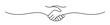 Handshake, agreement, introduction banner hand drawn with single line. Women or men shake hands. Png illustration isolated on transparent background