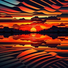 Wall Mural - sunset on the beach abstraction