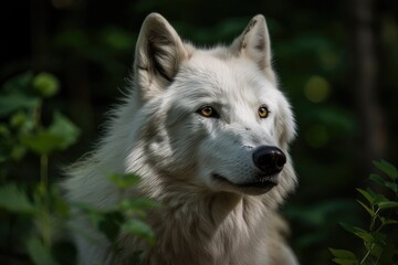 Canvas Print - An Arctic Wolf alone in the summer. Generative AI