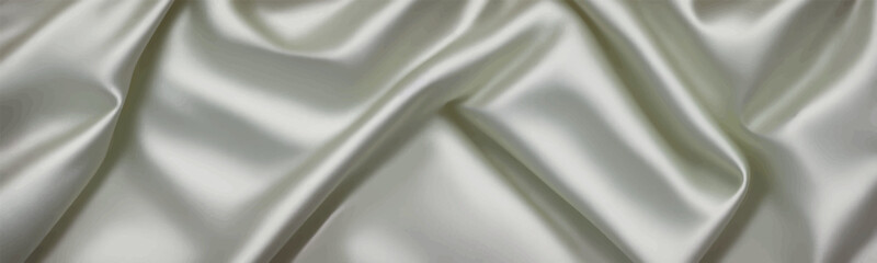 Soft and silky white fabric with graceful ripples and lines creates luxurious texture and drapery. Macro closeup shows silky smoothness of material. Vector