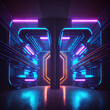 futuristic science-fiction tunnel corridor 3d illustration background, Ai generated