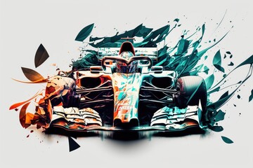 Wall Mural - racing cars modern luxury racing double exposure, created with generative ai