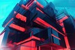 a highly contemporary, luxurious Black Cyan building with abstract designs on red and haze Futuristic, as an illustration. Generative AI