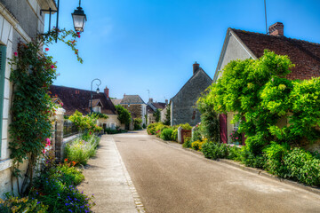 Canvas Print - Street in the Beautiful Village of Chedigny in the Loire Valley, France