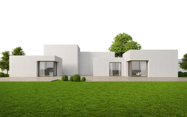 Wall Mural - Boxes house modern exterior architecture with lawn grass