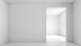 Fototapeta Do przedpokoju - White clean empty architecture interior. Space room studio background 3D. Modern interior design 3D. 3D realistic illustration. Based on Generative AI