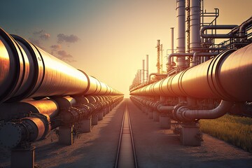 Poster - large pipelines for transporting petroleum products to refinery complex, created with generative ai