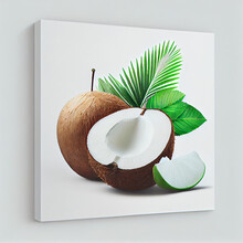 Coconut With Apple White Background
