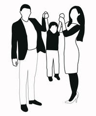 Wall Mural - Family Silhouette or Black Silhouette 