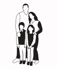 Wall Mural - Family Silhouette or Black Silhouette 