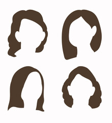 Sticker - Girl Hair Silhouette or Black Silhouette 