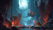 © ReisMedia - Abstract landscape, sketch art of a fantasy cave. generative AI