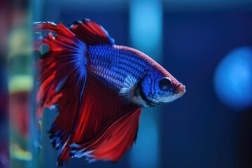 Wall Mural - Elegant Betta Fish with Flowing Fins, created with Generative AI technology