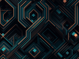 Wall Mural - ***TILED*** Abstract geometric pattern glowing