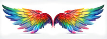 Abstract Colorful Wings Rainbow Isolated On White Background