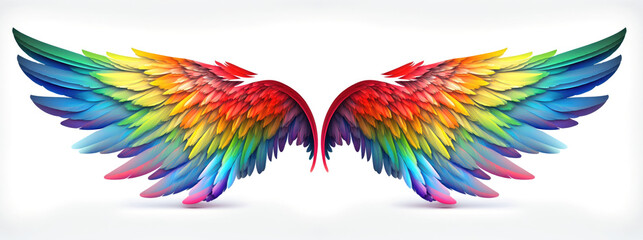 abstract colorful wings rainbow isolated on white background