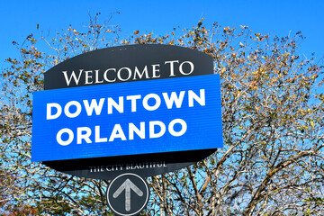 Welcome to downtown Orlando sign in central Florida