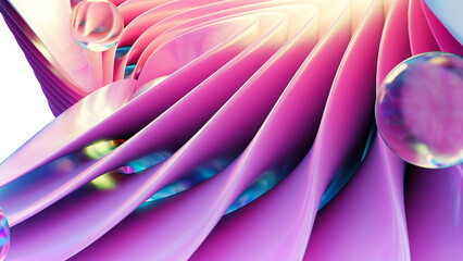 Wall Mural - 3d rendering of colorful abstract twisted shape in motion. computer generated geometric digital art