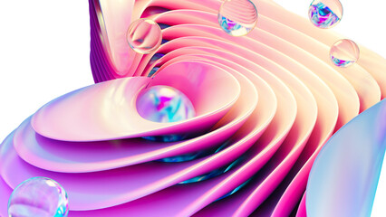 Wall Mural - 3d rendering of colorful abstract twisted shape in motion. computer generated geometric digital art